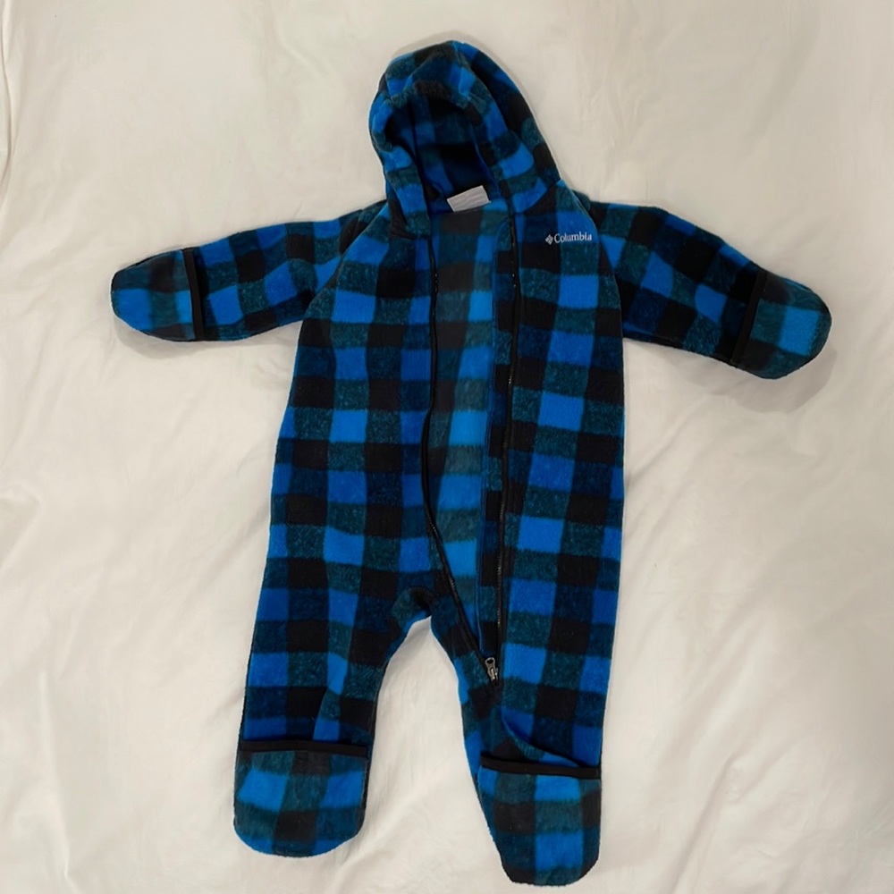 Columbia Sportswear Blue Buffalo Check Fleece Baby Bunting